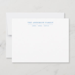 Family Name Script Dusty Blue Typography Font Note Card