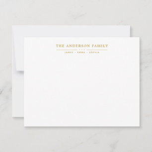 Family Name Script Faux Gold Typography Font Note Card
