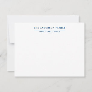 Family Name Script Navy Blue Typography Font Note Card