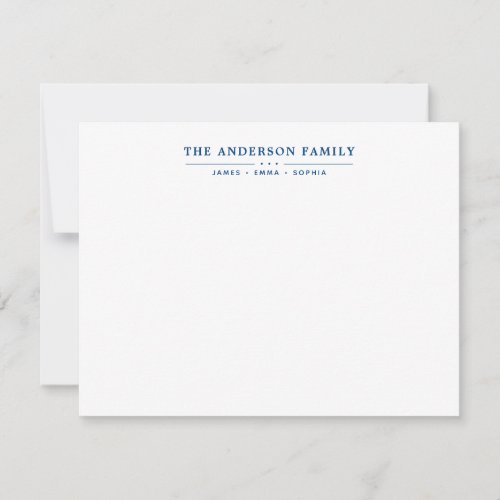Family Name Script Navy Blue Typography Font Note Card