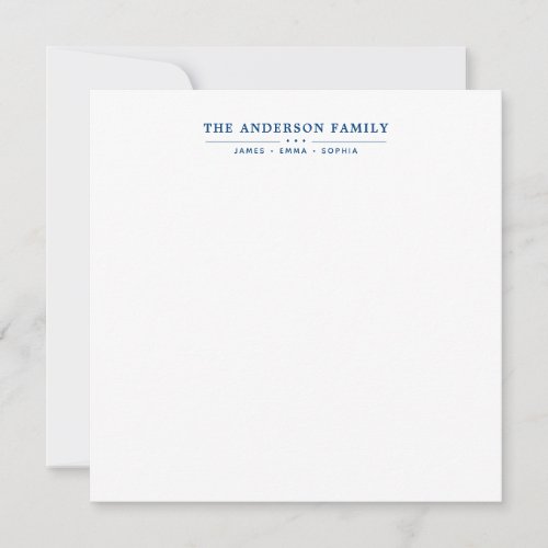 Family Name Script Navy Blue Typography Note Card