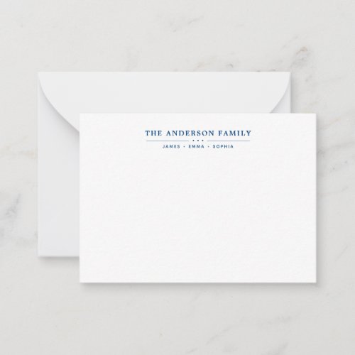 Family Name Script Navy Blue Typography Note Card