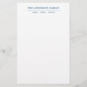 Family Name Script Navy Blue Typography Stationery