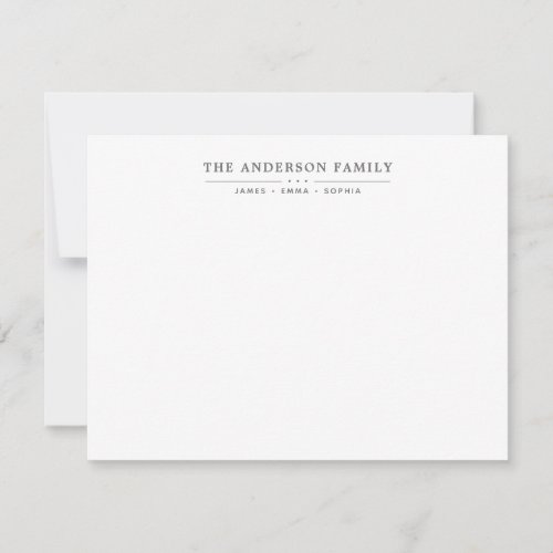 Family Name Script Silver Gray Typography Font Note Card