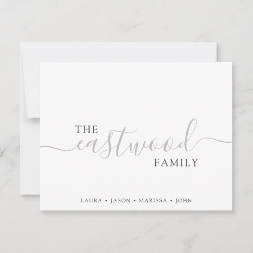 Family Name Script Typography Note Card