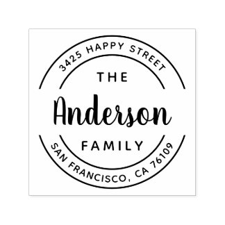 Family Name Script Typography Return Address Self-inking Stamp