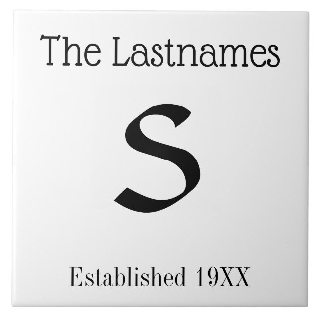 Family Name Sign  Simple Modern Ceramic Tile (Front)