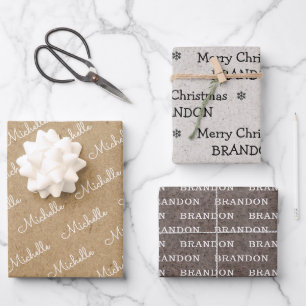 Family name simple christmas holiday Craft Wrapping Paper Sheets
