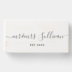 Family Name Simple Handwritten Calligraphy Wooden Box Sign