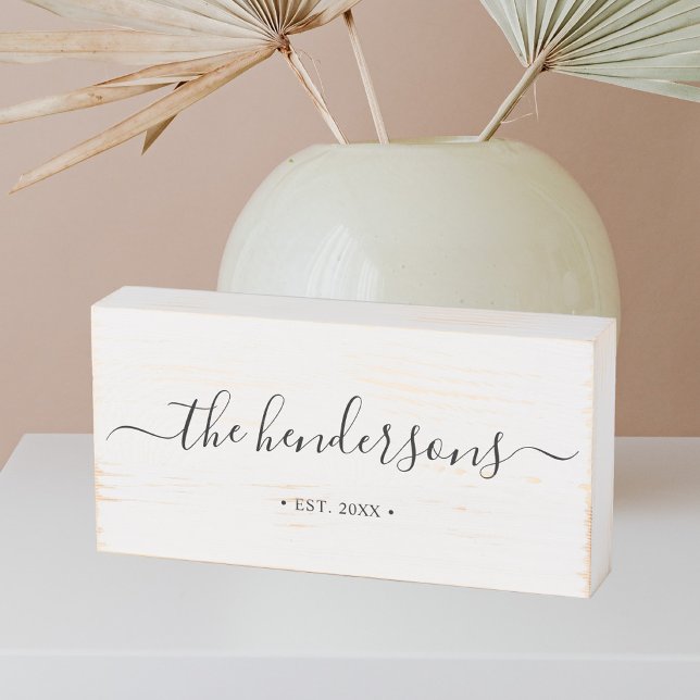Family Name Simple Handwritten Calligraphy Wooden Box Sign (Creator Uploaded)