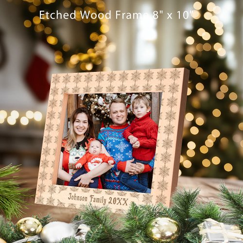 Family Name Snowflake Xmas Pattern 10x8 Wooden Engraved Frames