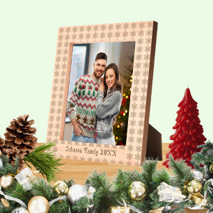 Family Name Snowflake Xmas Pattern 8X10 Wooden Engraved Frames