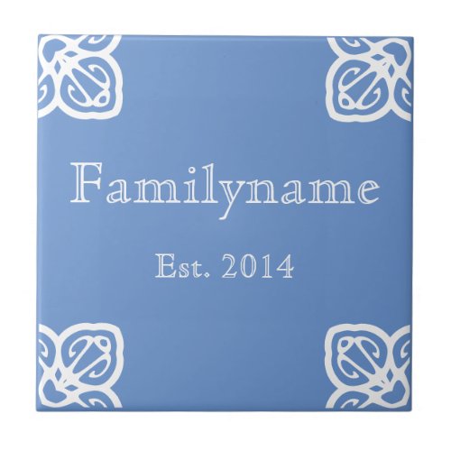 Family Name _ Spanish White on Blue Ceramic Tile