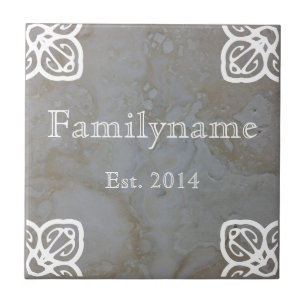 Family Name - Spanish White on Travertine Ceramic Tile