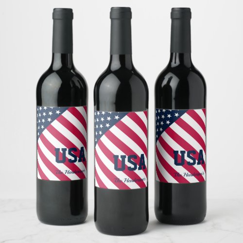 Family Name Stars Stripes USA Wine Label