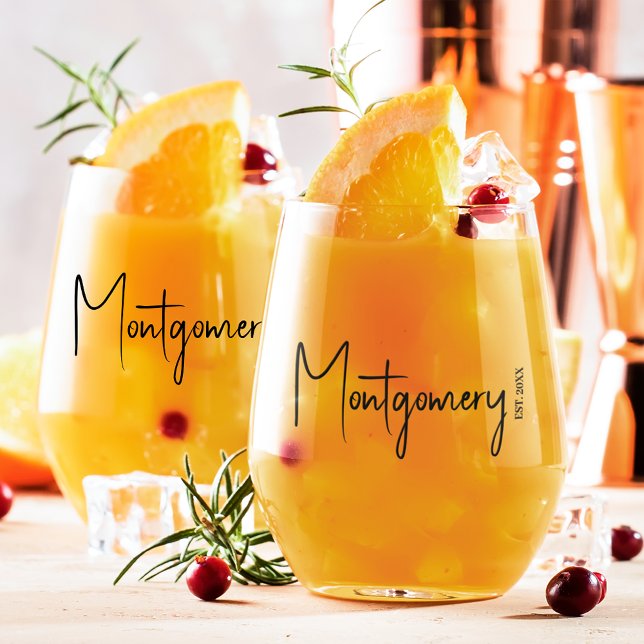 Family Name  Stemless Wine Glass (Family name on stemless wine glasses)