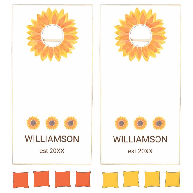 Family Name Sunflower Cornhole Set (Set)