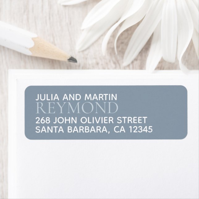 Family Name / Surname with Home Address Dusty Blue Label (Insitu)