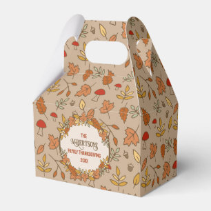 Family Name Thanksgiving Fall Leaves Favor Boxes
