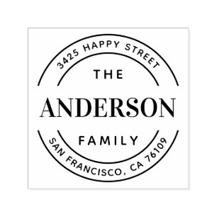 Family Name Typography Return Address Self-inking Stamp