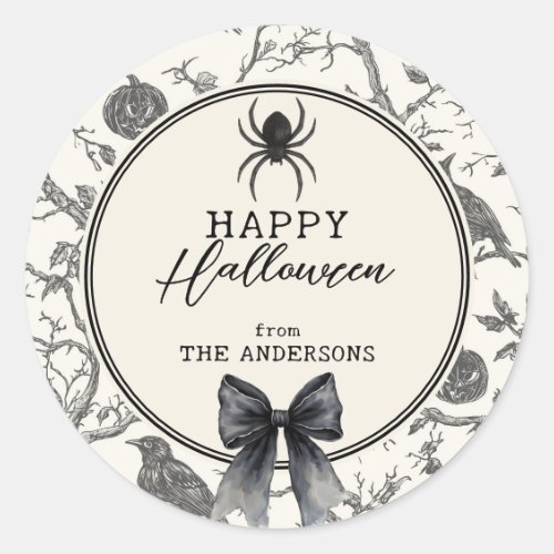 Family Name Vintage Gothic Halloween Classic Round Sticker