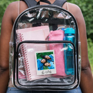 Family Name Vintage Polaroid Photo Clear Backpack