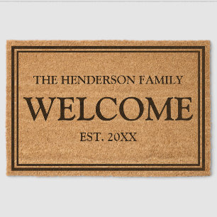 Family Name Welcome Established Year Fiber Doormat