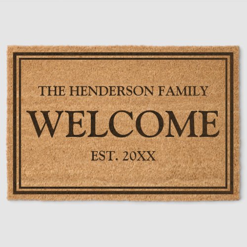 Family Name Welcome Established Year Fiber Doormat