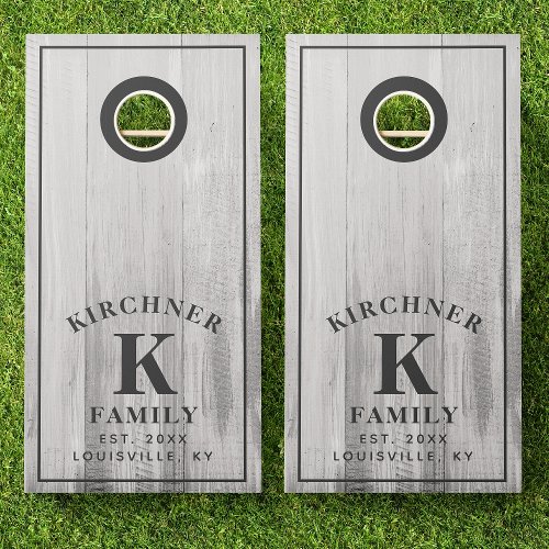 Family Name White Wood Year Established Monogram Cornhole Set