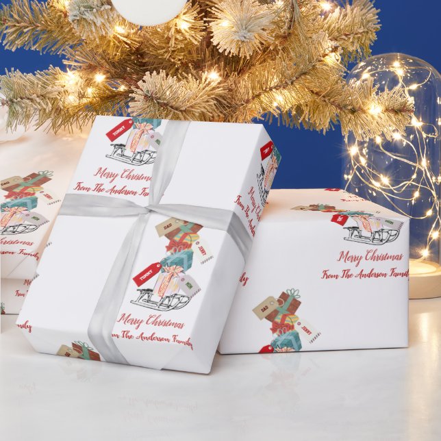 Family Name Winter Wonderland Modern Christmas Wrapping Paper (Holidays)