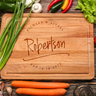 Family Name Wood Cutting Board w/Juice Groove