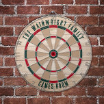 Family Name Wood Look Games Room Rustic Dart Board<br><div class="desc">Elevate your game nights with our custom family wood effect dartboard, designed to bring a personal touch to your home. This unique dartboard allows you to proudly display your family name and location, making it not just a game but a cherished family heirloom. Ideal for gatherings, backyard parties, or simply...</div>