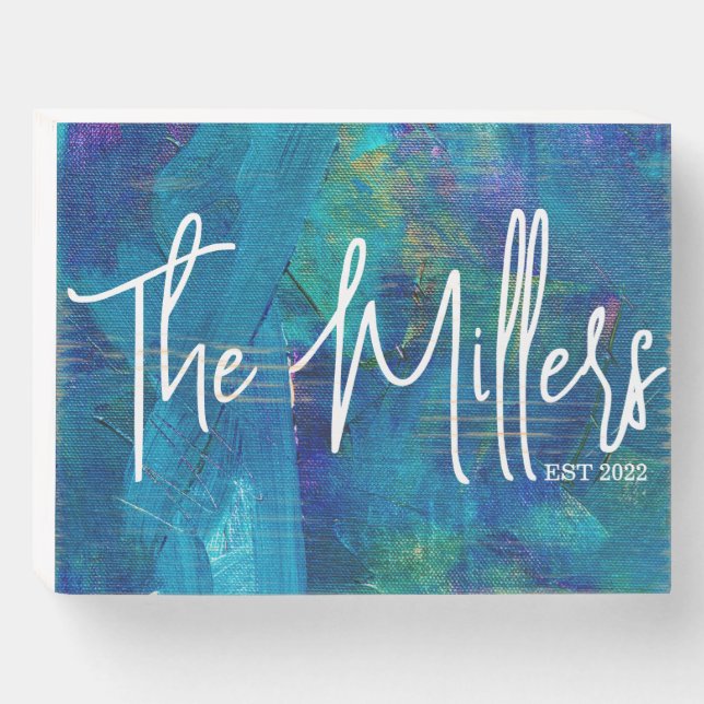 Family Name Wooden Sign - Custom Abstract Art (Front Horizontal)