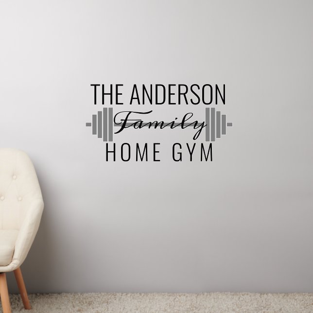 Family name Workout Decal home Gym barbell (Living Room 2)