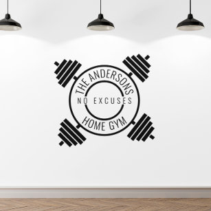 Home Gym Sign No Excuses Custom Name Workout Room Wall Art Cross Fit Decor  