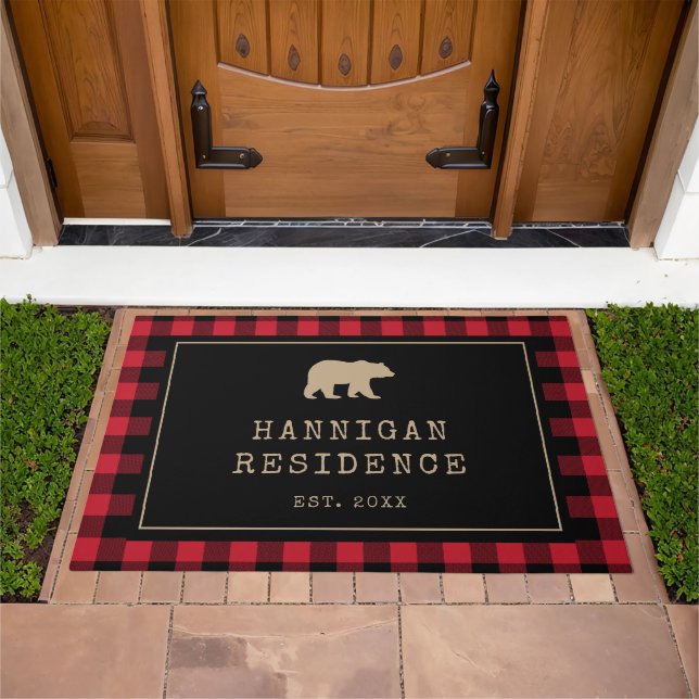 Family Name Year Established Buffalo Plaid  Doormat (Outdoor)