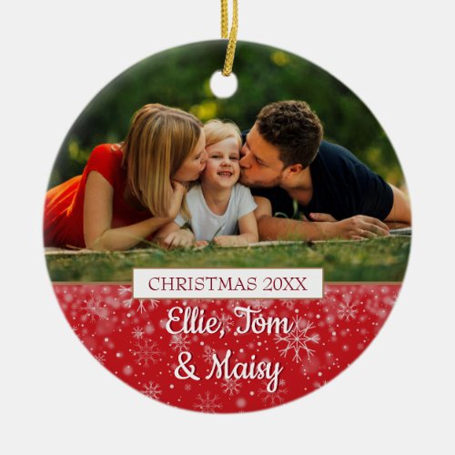 Family Names and Photos Christmas Holiday Ceramic Ornament