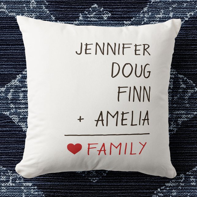 Family Names Math for Family of Four Throw Pillow (Creator Uploaded)
