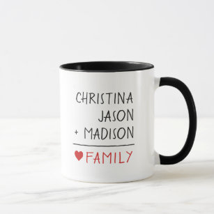 Family Names Math Love for Family of Three Mug