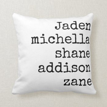 Family Names Mother's Day Pillow Gift by MoeWampum at Zazzle
