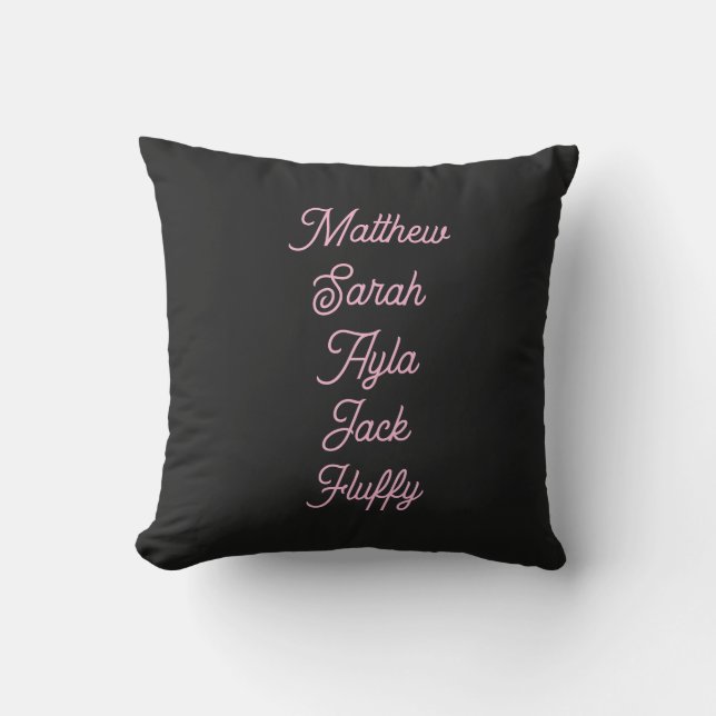 Family names personalized indoor/outdoor pillow (Front)