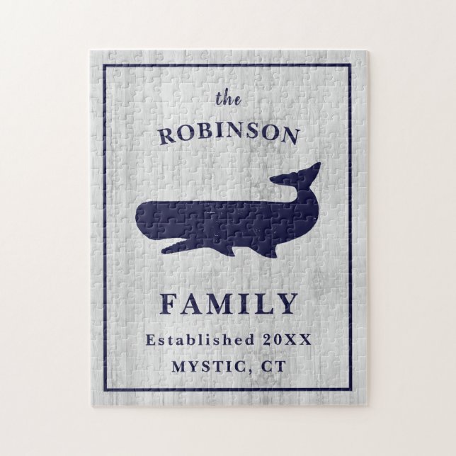 Family Nautical Name Rustic Jigsaw Puzzle (Vertical)