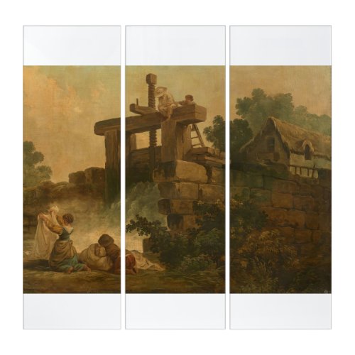 Family near a bridge and Washerwoman Triptych