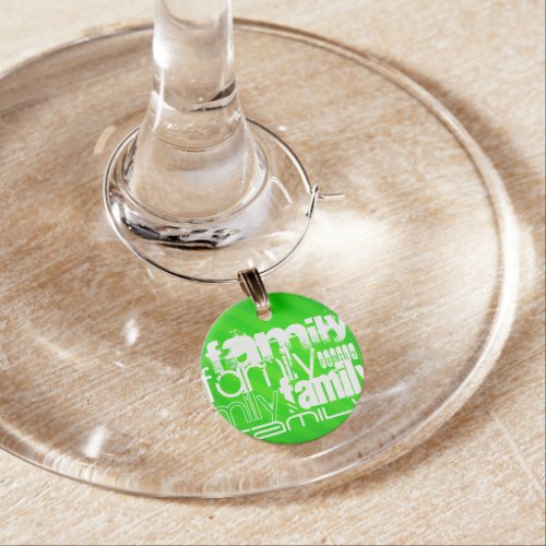 Family Neon Green Stripes Wine Charm