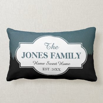 Family New Home Established Year Starry Woods Lumbar Pillow by INAVstudio at Zazzle