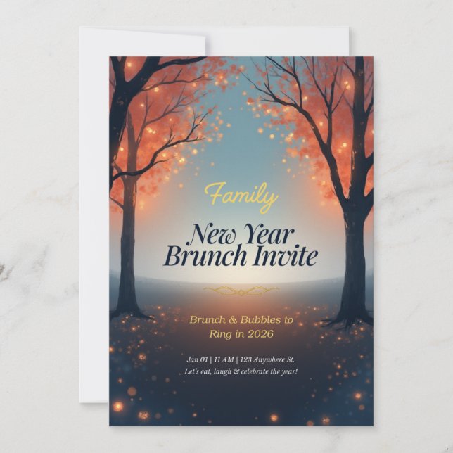Family New Year Brunch Invitation Magical Forest  (Front)