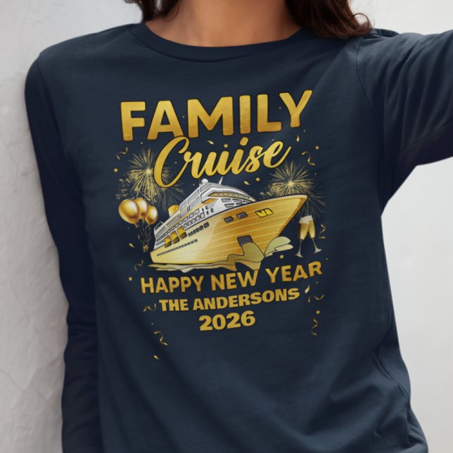 Family New Year Cruise Gold Ship Custom Year T-Shirt (Creator Uploaded)