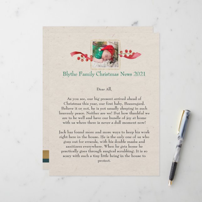 Family News Christmas Personalized Letterhead (Front/Back In Situ)