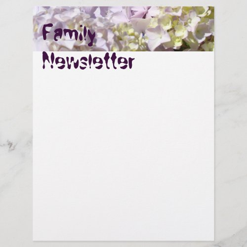 Family Newsletter Letterhead Front Page Hydrangeas