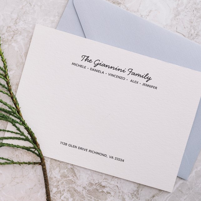 FAMILY NOTECARDS Cursive Names Address Gray (Creator Uploaded)